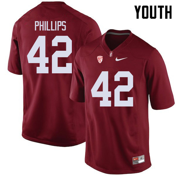 Youth #42 Caleb Phillips Stanford Cardinal College Football Jerseys Sale-Cardinal - Click Image to Close